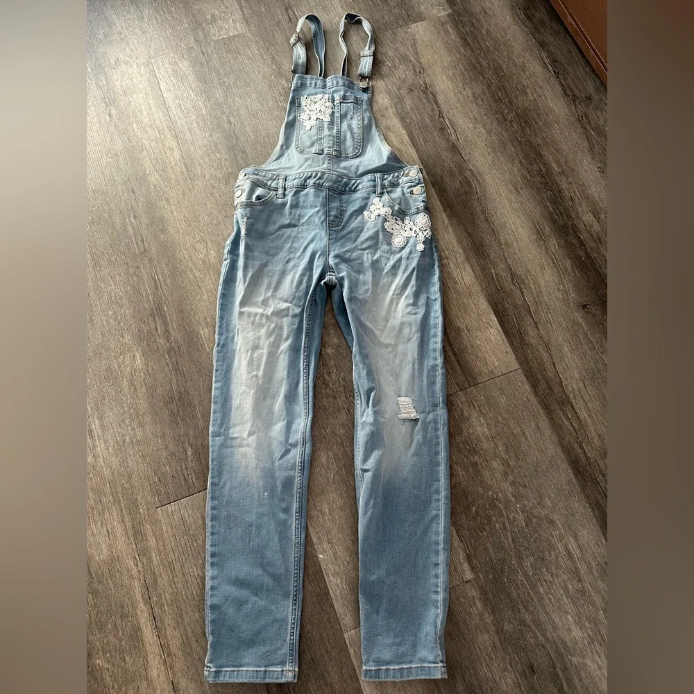 New! Justice Girls Denim Overalls Size 16 Regular NWT - Picture 2 of 8